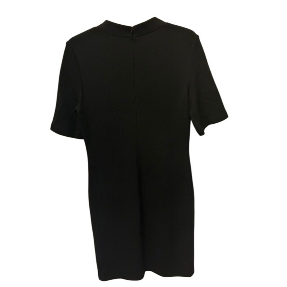 St. John Caviar Knit Sheath Dress Women Size‎ 10 Black Excellent Notched V-Neck - Picture 6 of 7